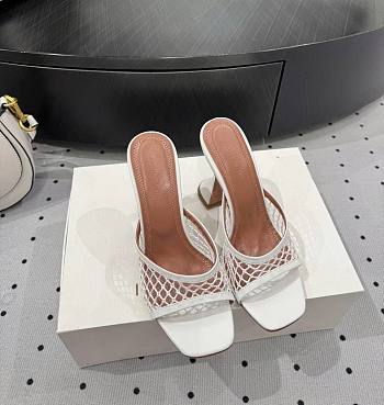 Amina Muaddi Lupita Net Slipper 95 White