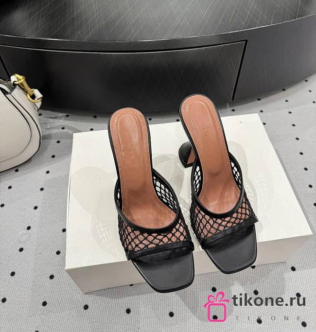 Amina Muaddi Lupita Net Slipper 95 Black  - 1