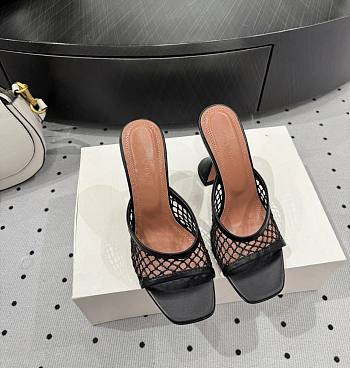 Amina Muaddi Lupita Net Slipper 95 Black 