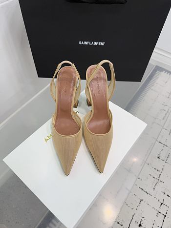 Amina Muaddi Holli Mesh Sling 95 Beige Mesh 