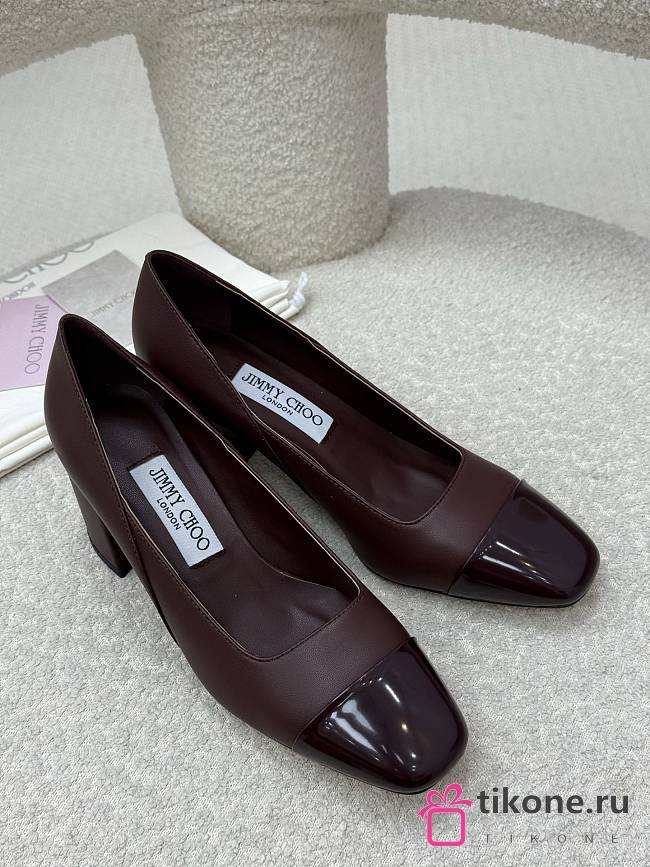 Jimmy Choo Jenson 65 Deep Merlot Patent Leather Nappa Pumps - 1