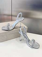 Jimmy Choo Tabatha 95 Silver Metallic Nappa Leather Sandals  - 6
