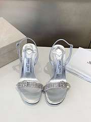 Jimmy Choo Tabatha 95 Silver Metallic Nappa Leather Sandals  - 5