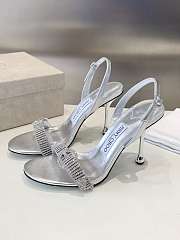 Jimmy Choo Tabatha 95 Silver Metallic Nappa Leather Sandals  - 4