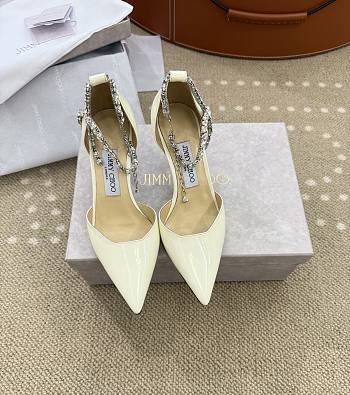 Jimmy Choo Stevie 30 Embellished Patent Leather Pumps in Ivory