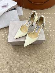 Jimmy Choo Stevie 30 Embellished Patent Leather Pumps in Ivory - 5