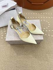 Jimmy Choo Stevie 30 Embellished Patent Leather Pumps in Ivory - 3