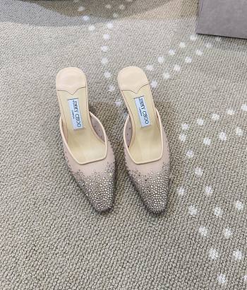 Jimmy Choo Vivi 65 Crystal Mesh Mules Pink 