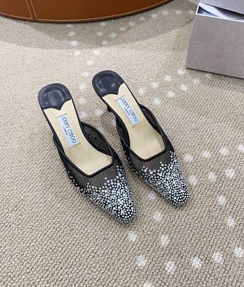 Jimmy Choo Vivi 65 Crystal Mesh Mules Black