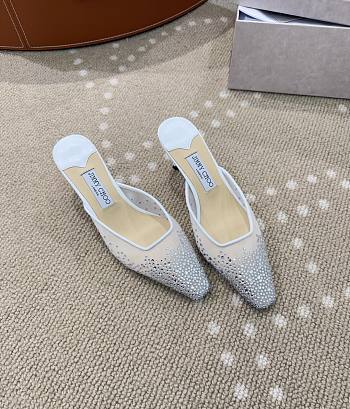 Jimmy Choo Vivi 65 Crystal Mesh Mules White