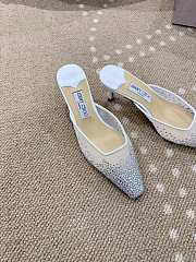 Jimmy Choo Vivi 65 Crystal Mesh Mules White - 6