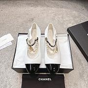 Chanel Mary Janes Lambskin Patent Calfskin Imitation Pearls & Metal White & Black - 1
