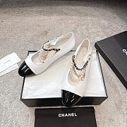 Chanel Mary Janes Lambskin Patent Calfskin Imitation Pearls & Metal White & Black - 2