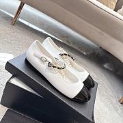 Chanel Mary Janes Lambskin Patent Calfskin Imitation Pearls & Metal White & Black - 4