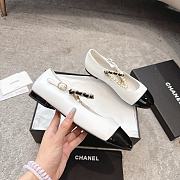 Chanel Mary Janes Lambskin Patent Calfskin Imitation Pearls & Metal White & Black - 5