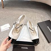 Chanel Mary Janes Lambskin Patent Calfskin Imitation Pearls & Metal White & Black - 6