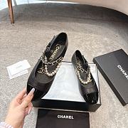 Chanel Mary Janes Lambskin Patent Calfskin Imitation Pearls & Metal Black - 5