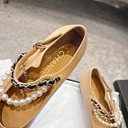 Chanel Mary Janes Lambskin Patent Calfskin Imitation Pearls & Metal Beige & Black - 6