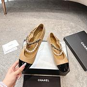 Chanel Mary Janes Lambskin Patent Calfskin Imitation Pearls & Metal Beige & Black - 4