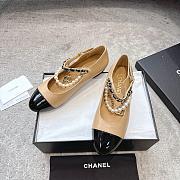 Chanel Mary Janes Lambskin Patent Calfskin Imitation Pearls & Metal Beige & Black - 5