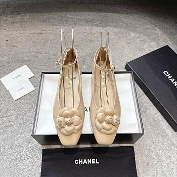 Chanel Ballet Flats Shiny Calfskin Beige