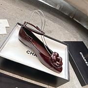 Chanel Ballet Flats Shiny Calfskin Burgundy - 3