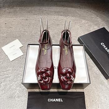 Chanel Ballet Flats Shiny Calfskin Burgundy