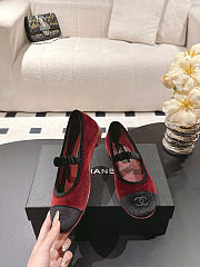 Chanel Mary Janes Velvet Burgundy & Black - 2