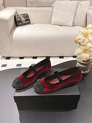 Chanel Mary Janes Velvet Burgundy & Black - 3