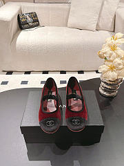 Chanel Mary Janes Velvet Burgundy & Black - 4