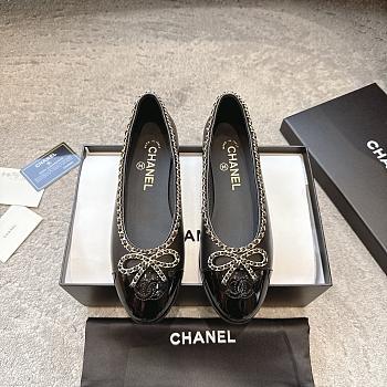Chanel Ballet Flats Lambskin & Patent Calfskin Black G46663