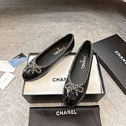 Chanel Ballet Flats Lambskin & Patent Calfskin Black G46663 - 5