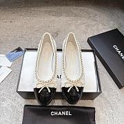Chanel Ballet Flats Lambskin & Patent Calfskin White & Black  - 3