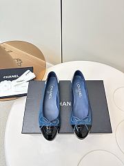 Chanel Ballet Flats Patent Calfskin Navy Blue & Black - 3