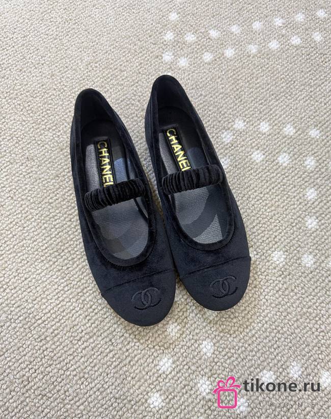 Chanel Mary Janes Velvet Navy Black - 1