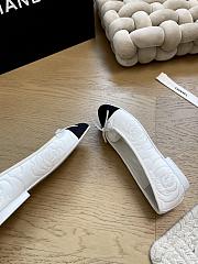 Chanel Ballet Flats Embroidered Fabric & Grosgrain White & Black - 5