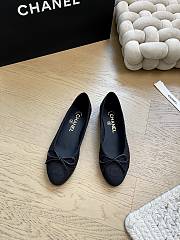 Chanel Ballet Flats Embroidered Fabric & Grosgrain Black - 1