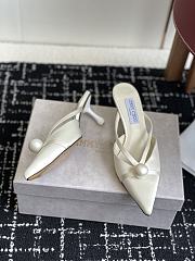 Jimmy Choo Sana Mule 50 Latte Satin Mule with Pearl  - 2