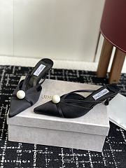 Jimmy Choo Sana Mule 50 Black Satin Mule with Pearl  - 6
