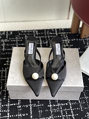 Jimmy Choo Sana Mule 50 Black Satin Mule with Pearl  - 3