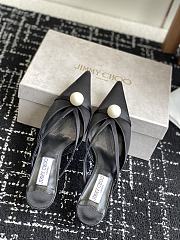 Jimmy Choo Sana Mule 50 Black Satin Mule with Pearl  - 2