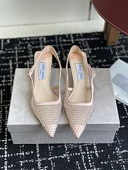 Jimmy Choo Amel 50 Pink Crystal Mesh & Satin Pumps - 1