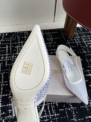 Jimmy Choo Amel 50 White Crystal Mesh & Satin Pumps - 6