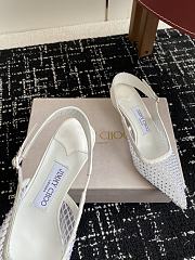 Jimmy Choo Amel 50 White Crystal Mesh & Satin Pumps - 5