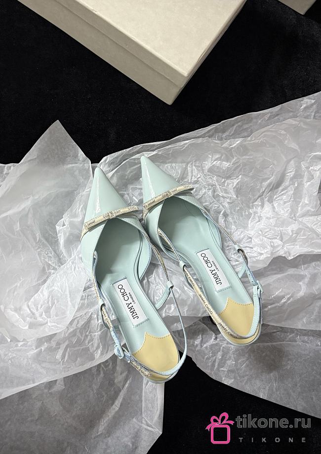 Camila 65 Light Blue Patent Slingback Pumps - 1