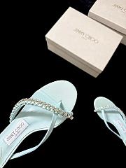 Jimmy Choo Dila 35 Light Verde Leather Mule Sandal with Woven Satin Crystals - 4