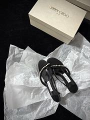Jimmy Choo Dila 35 Black Leather Mule Sandal with Woven Satin Crystals - 5