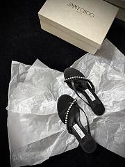 Jimmy Choo Dila 35 Black Leather Mule Sandal with Woven Satin Crystals - 3