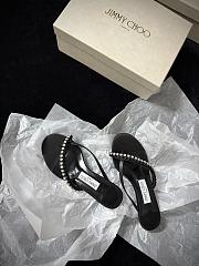 Jimmy Choo Dila 35 Black Leather Mule Sandal with Woven Satin Crystals - 2