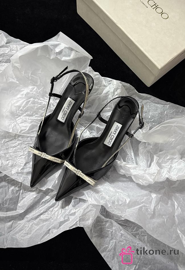 Camila 65 Black Patent Slingback Pumps - 1